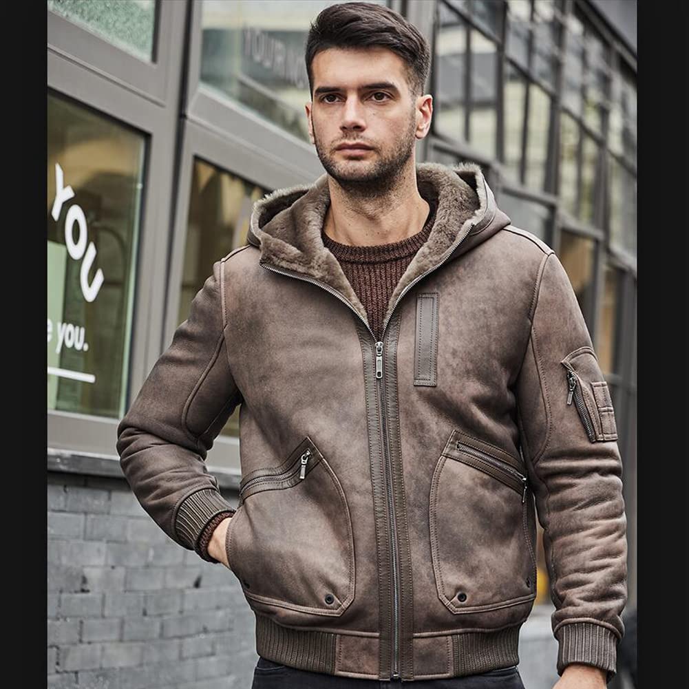 Shearling Flight Jacket – Hooded, Warm Winter Coat