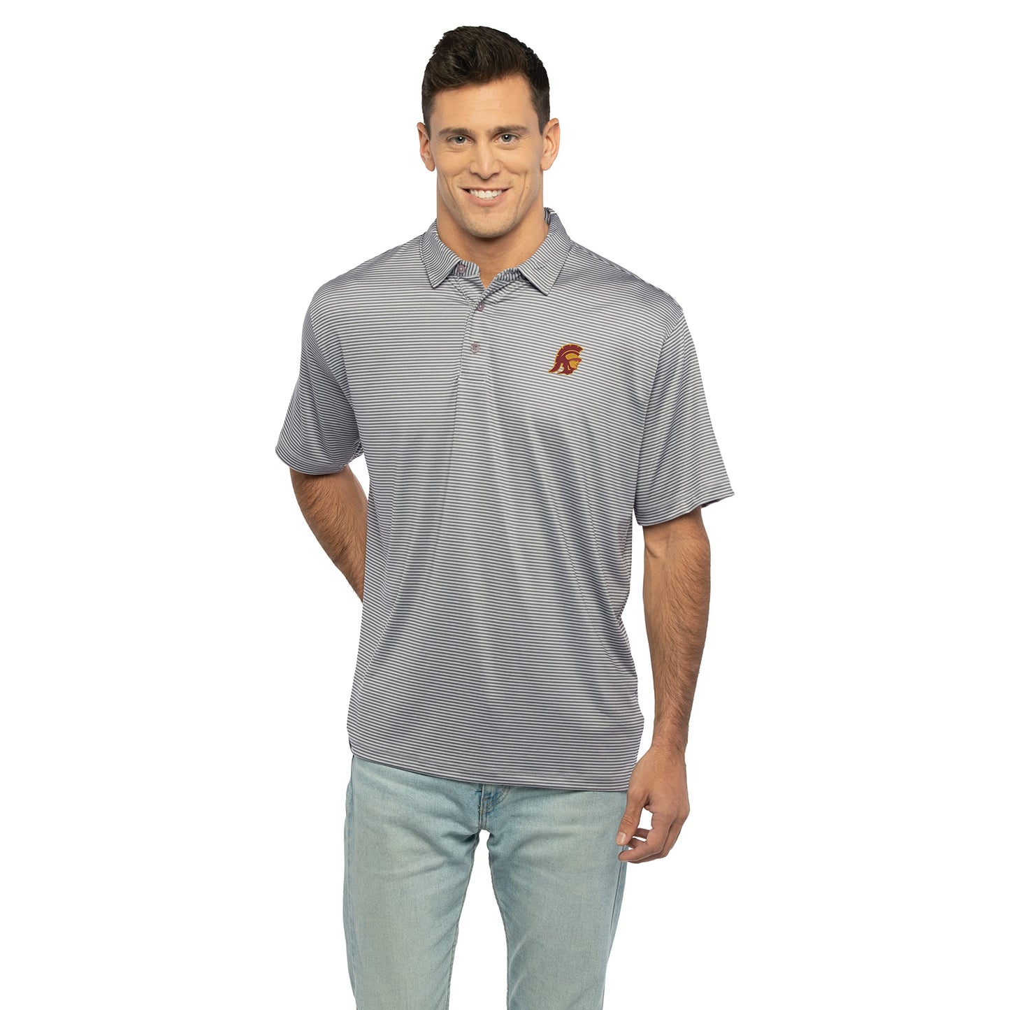 Striped Moisture‑Wicking Stretch Polo – Men’s