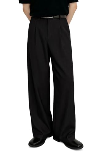 Wide Leg Pleated Dress Pants – Loose Fit