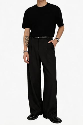 Wide Leg Pleated Dress Pants – Loose Fit