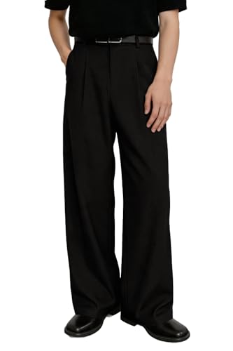 Wide Leg Pleated Dress Pants – Loose Fit