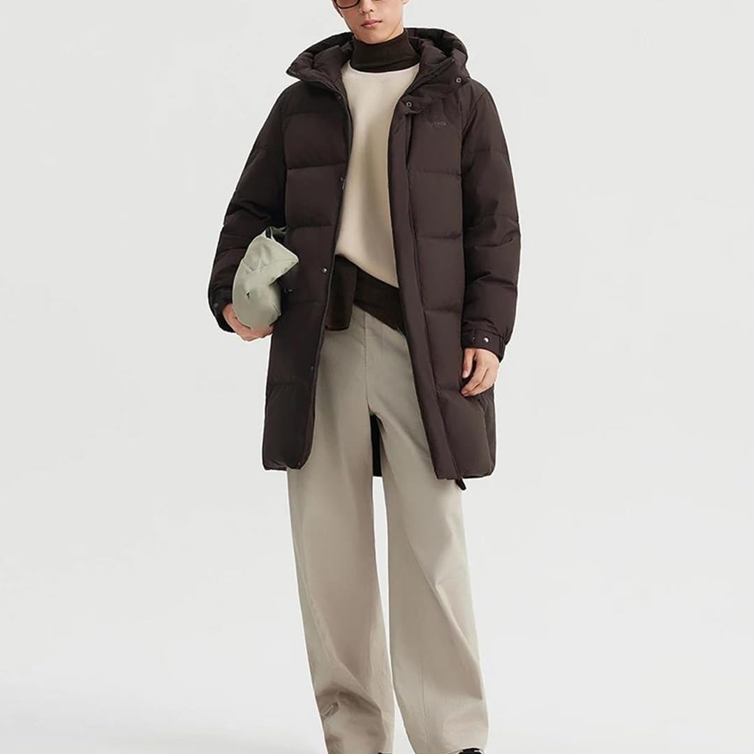 Long Down Jacket – Detachable Hood, Padded Winter Coat