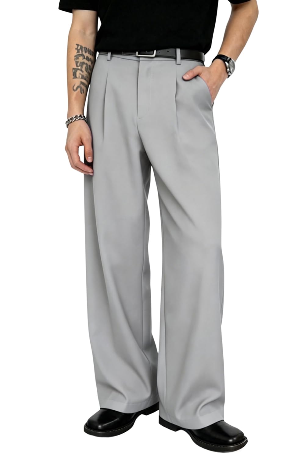 Wide Leg Pleated Dress Pants – Loose Fit