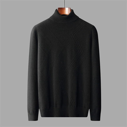 100% Cashmere High Collar Sweater – Solid Color