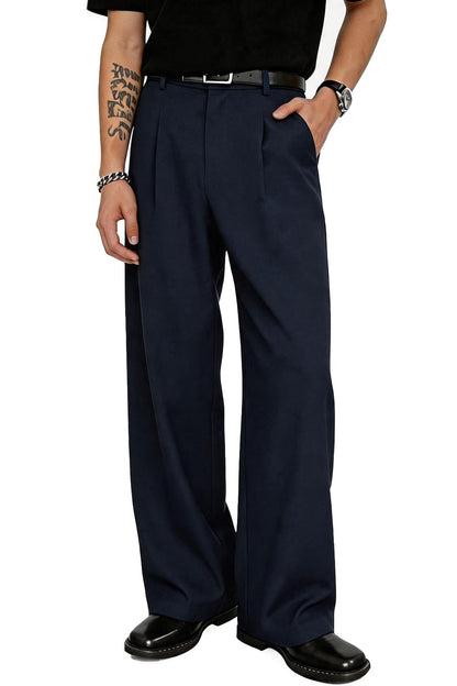 Wide Leg Pleated Dress Pants – Loose Fit