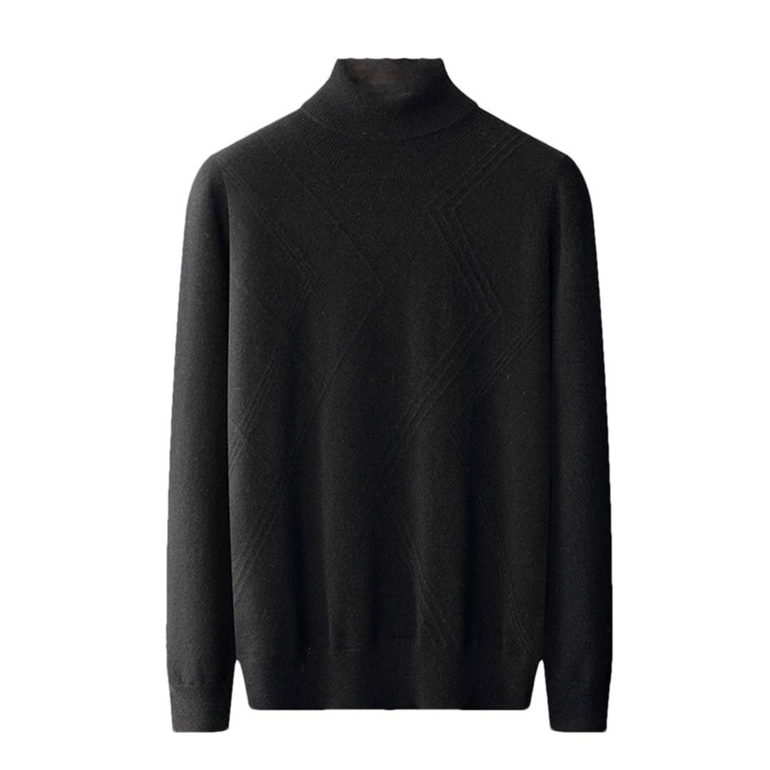 100% Cashmere High Collar Sweater – Solid Color