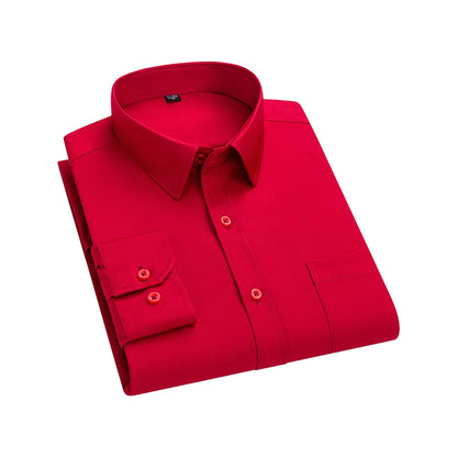 Stretch Long-Sleeve Shirt – Square Collar, Business Casual