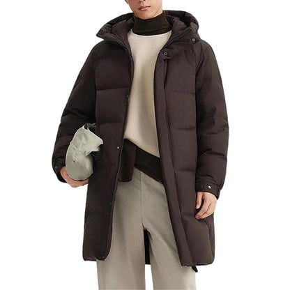 Long Down Jacket – Detachable Hood, Padded Winter Coat