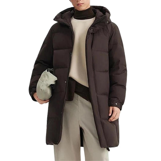 Long Down Jacket – Detachable Hood, Padded Winter Coat