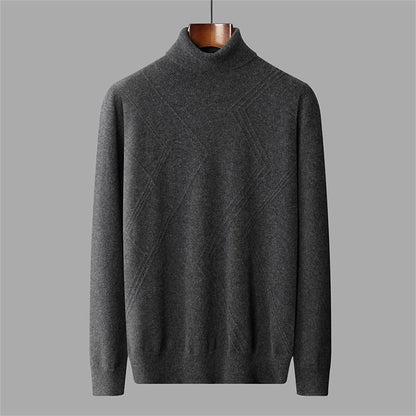 100% Cashmere High Collar Sweater – Solid Color