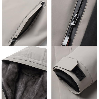 Light Khaki Parka – Detachable Mink Liner, Fur Hood