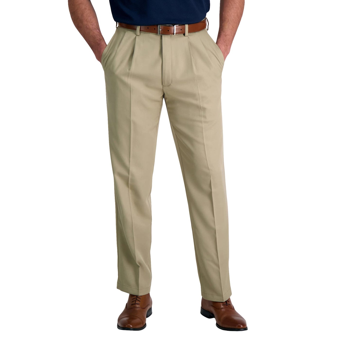 Classic Fit Pleat Front Expandable Waist Pants