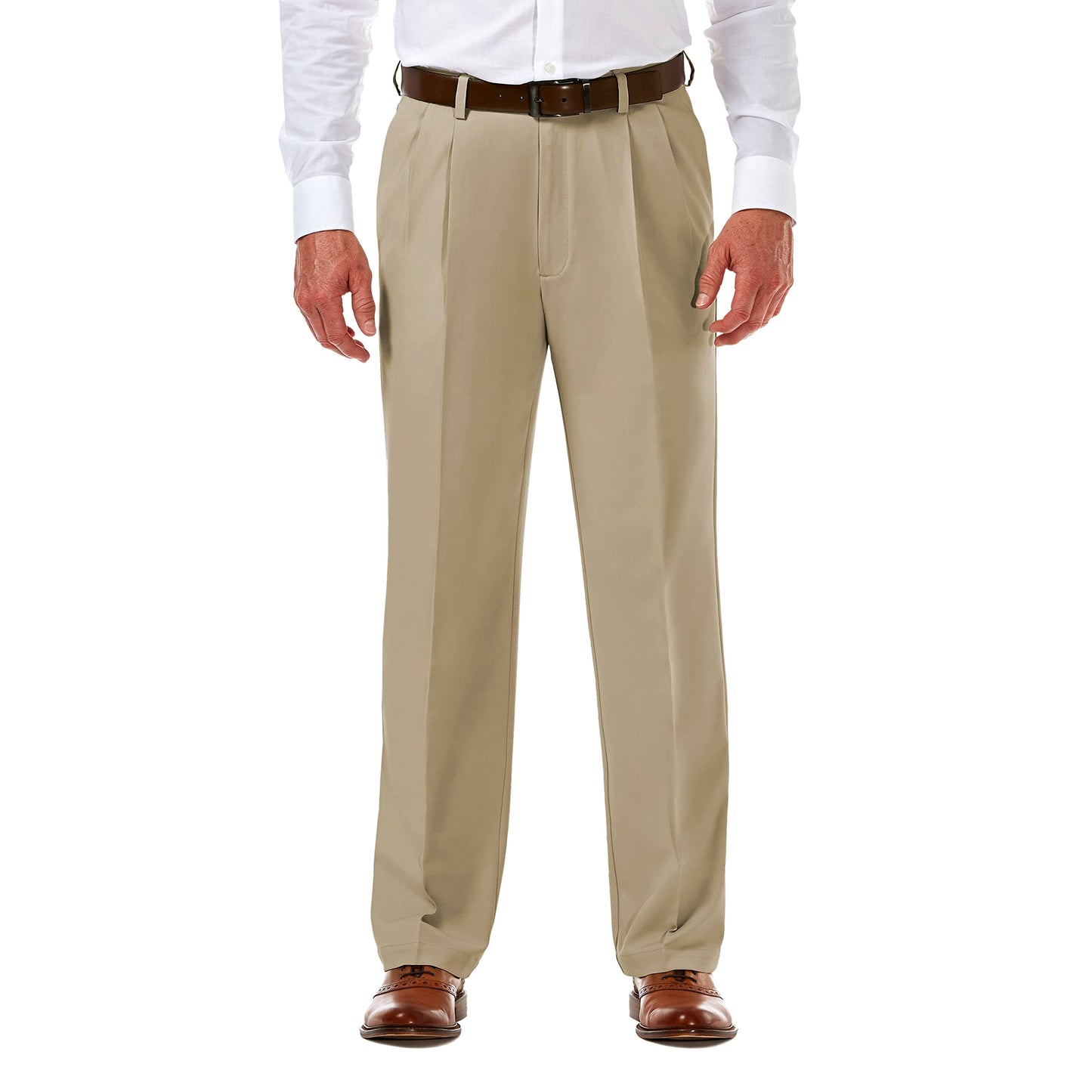 Classic Fit Pleat Front Expandable Waist Pants
