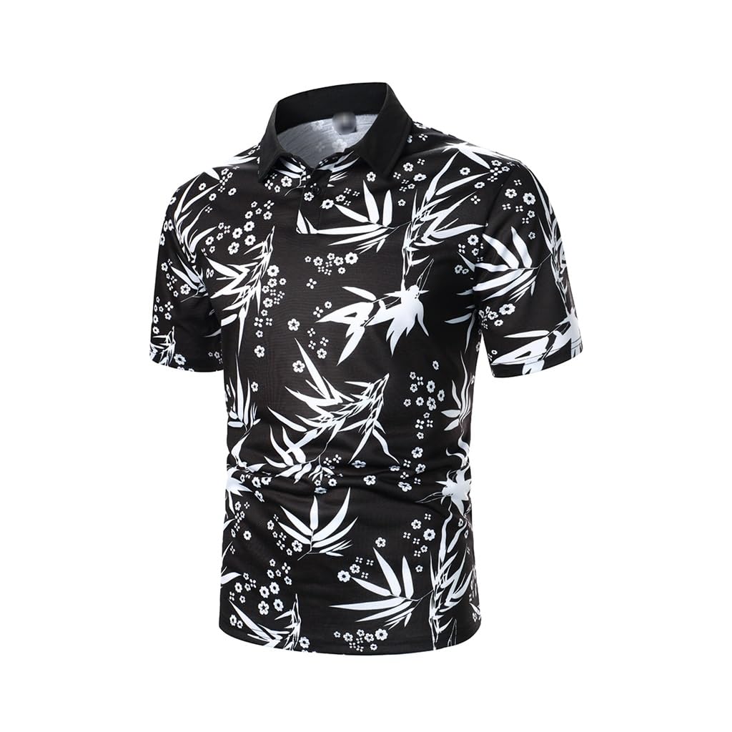 Leaf Print Short Sleeve Shirt – Casual Lapel
