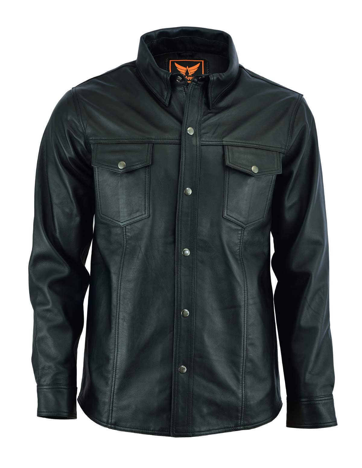 Classic Snap Leather Shirt – Black