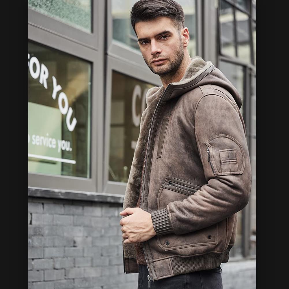 Shearling Flight Jacket – Hooded, Warm Winter Coat