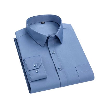Stretch Long-Sleeve Shirt – Square Collar, Business Casual
