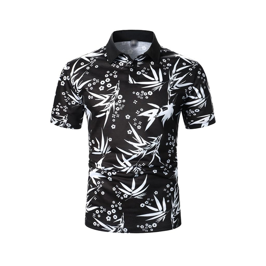 Leaf Print Short Sleeve Shirt – Casual Lapel