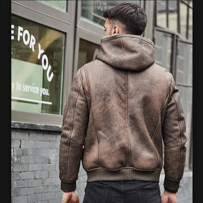 Shearling Flight Jacket – Hooded, Warm Winter Coat