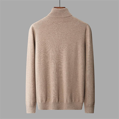 100% Cashmere High Collar Sweater – Solid Color