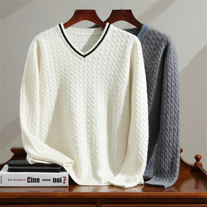 100% Cashmere V-Neck Pullover – Breathable Knit