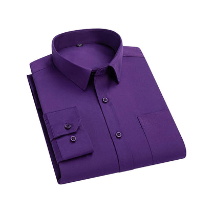 Stretch Long-Sleeve Shirt – Square Collar, Business Casual
