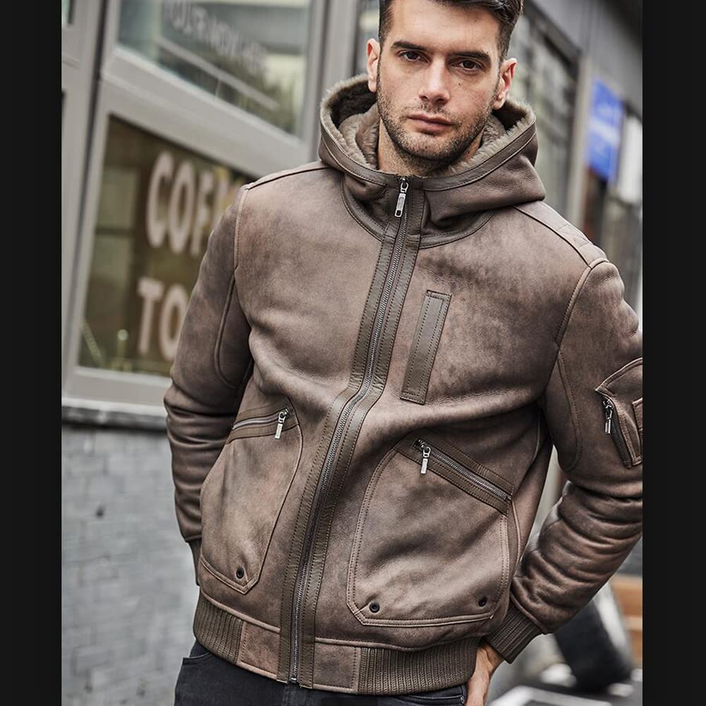Shearling Flight Jacket – Hooded, Warm Winter Coat