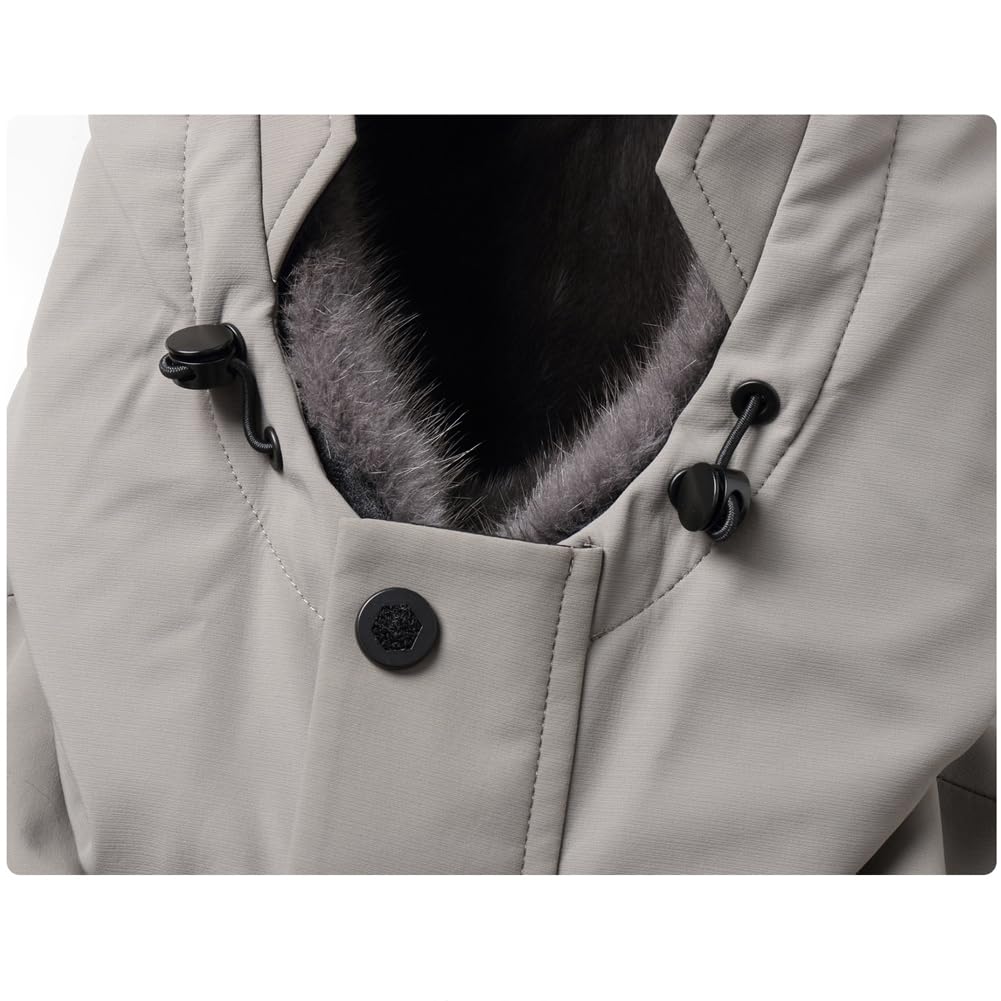 Light Khaki Parka – Detachable Mink Liner, Fur Hood