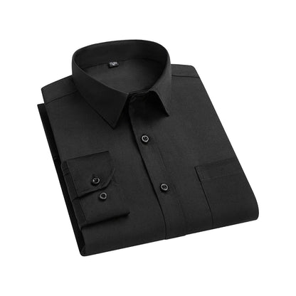 Stretch Long-Sleeve Shirt – Square Collar, Business Casual