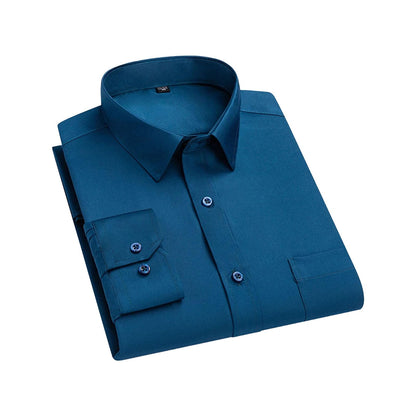 Stretch Long-Sleeve Shirt – Square Collar, Business Casual