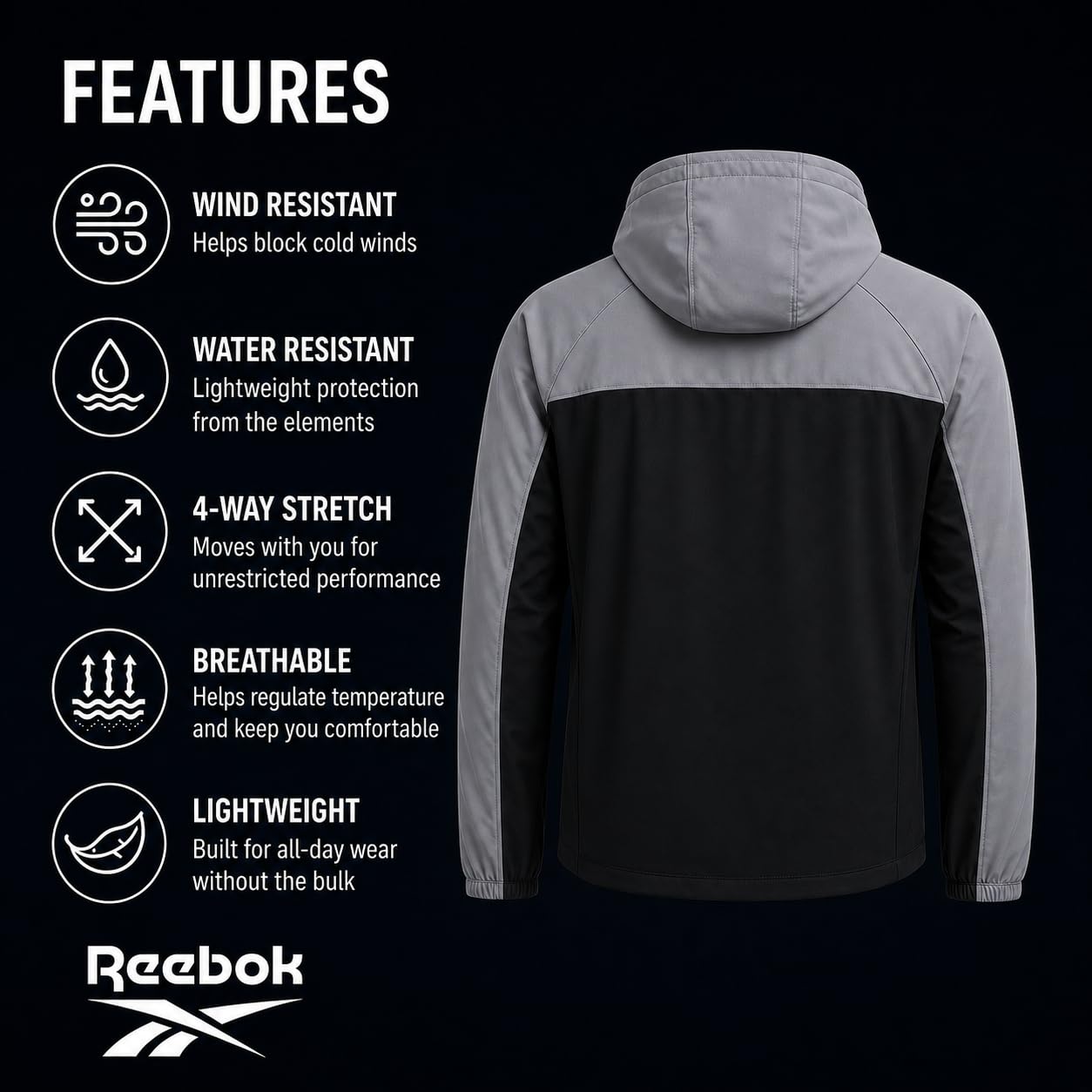 Softshell Fleece Jacket – Lightweight Hooded Windbreaker