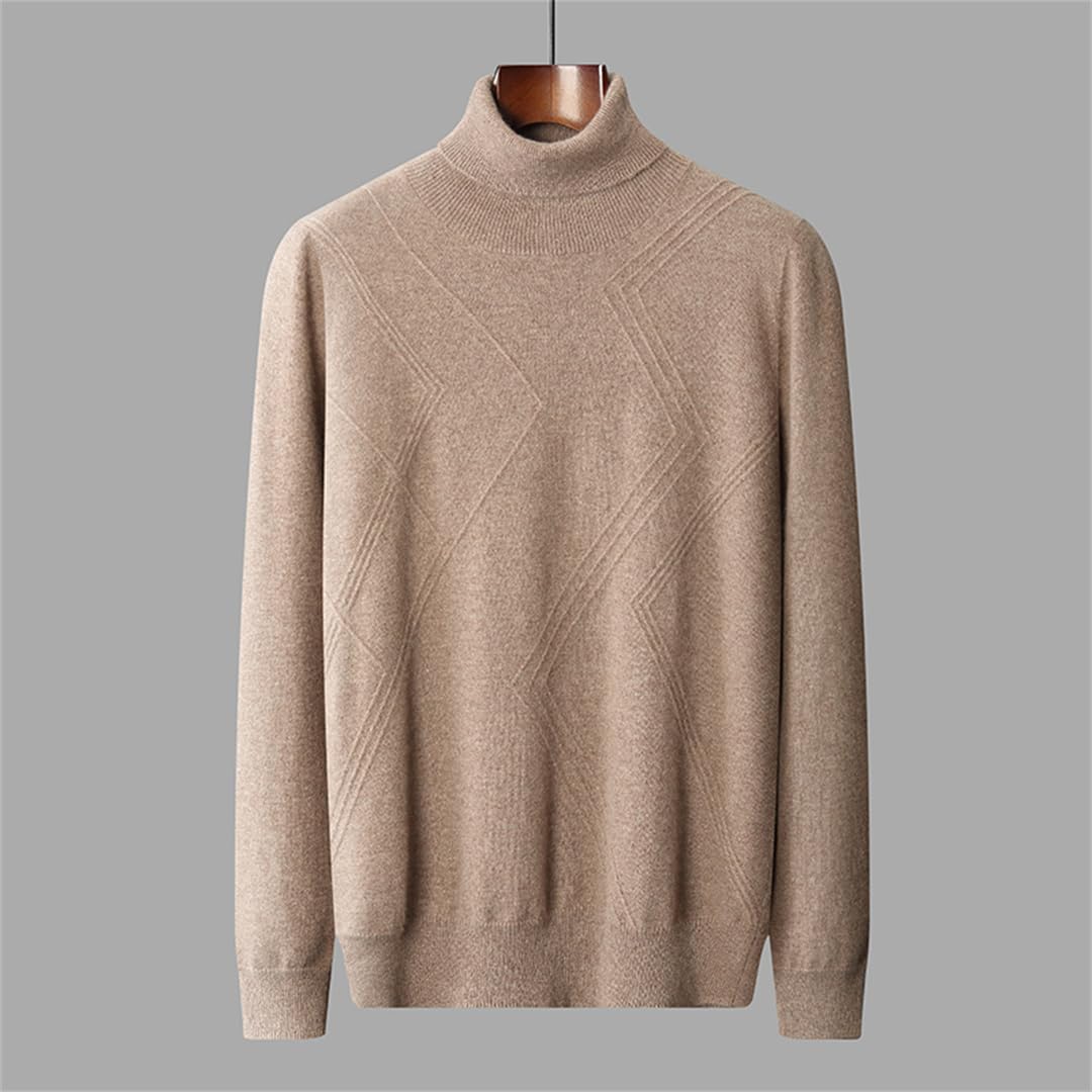 100% Cashmere High Collar Sweater – Solid Color