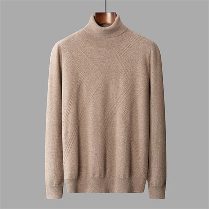 100% Cashmere High Collar Sweater – Solid Color