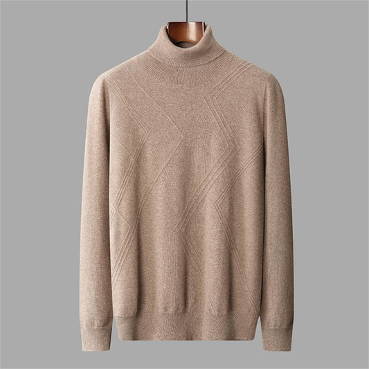 100% Cashmere High Collar Sweater – Solid Color