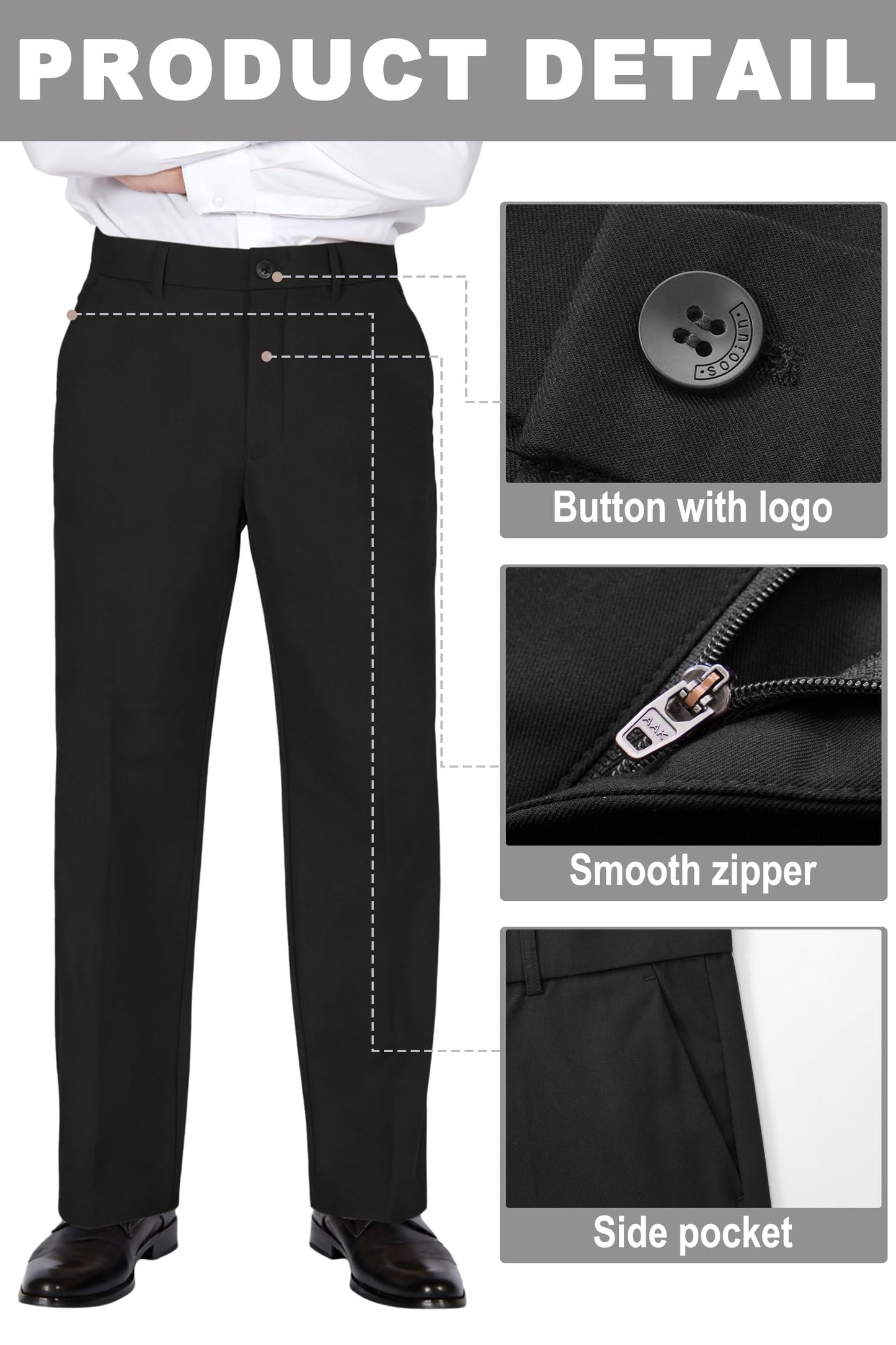 Classic Fit Flat Front Dress Pants – Flex Waist