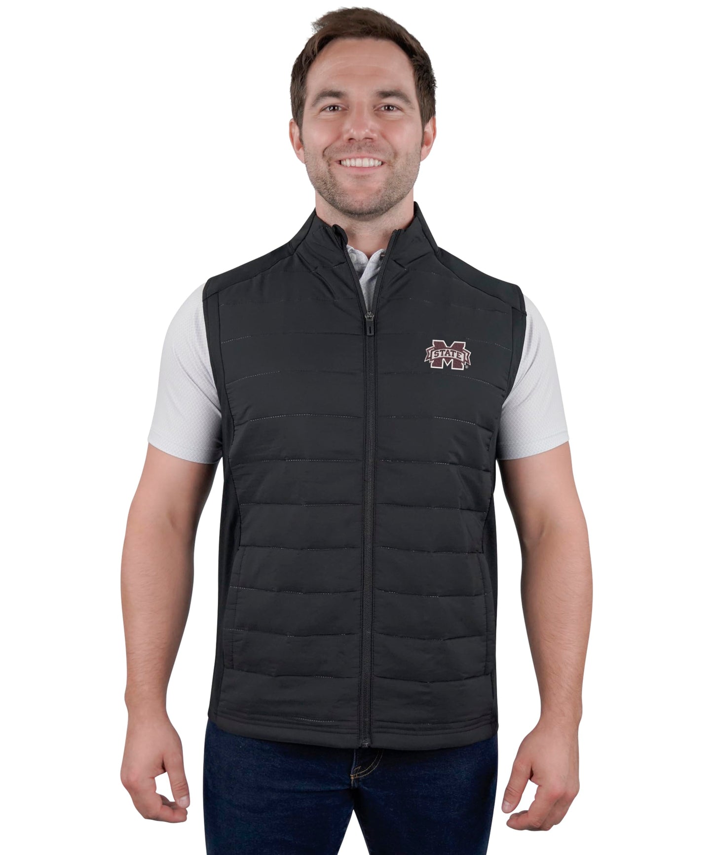Ninja Quilted Vest – Woven Front, Stretch Back, Full-Zip