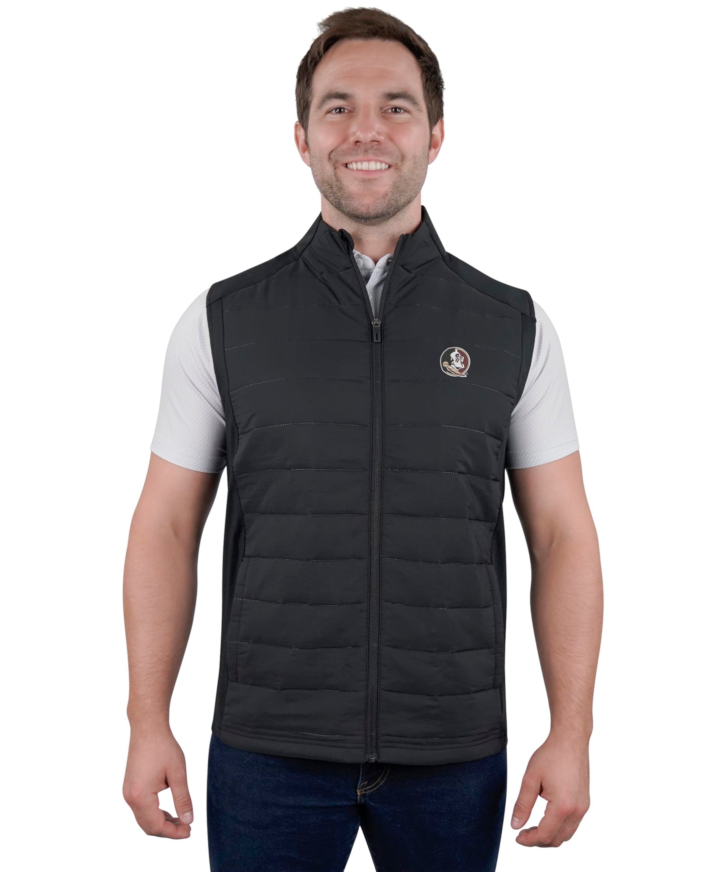 Ninja Quilted Vest – Woven Front, Stretch Back, Full-Zip