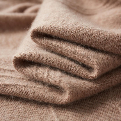 100% Cashmere High Collar Sweater – Solid Color