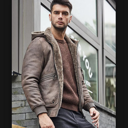 Shearling Flight Jacket – Hooded, Warm Winter Coat