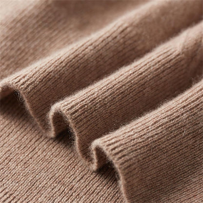 100% Cashmere High Collar Sweater – Solid Color