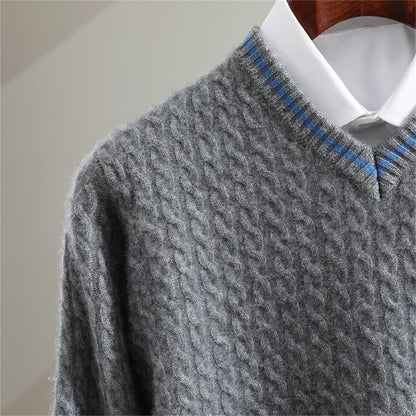 100% Cashmere V-Neck Pullover – Breathable Knit