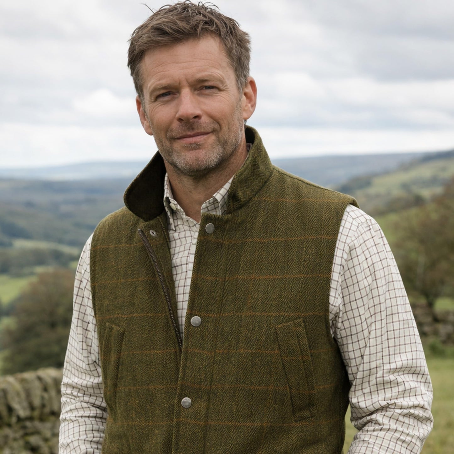 Game Tweed Gilet – Dark Green