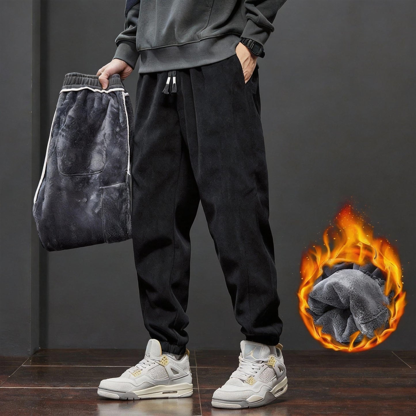 Thickened Winter Cargo Joggers – Loose Fit