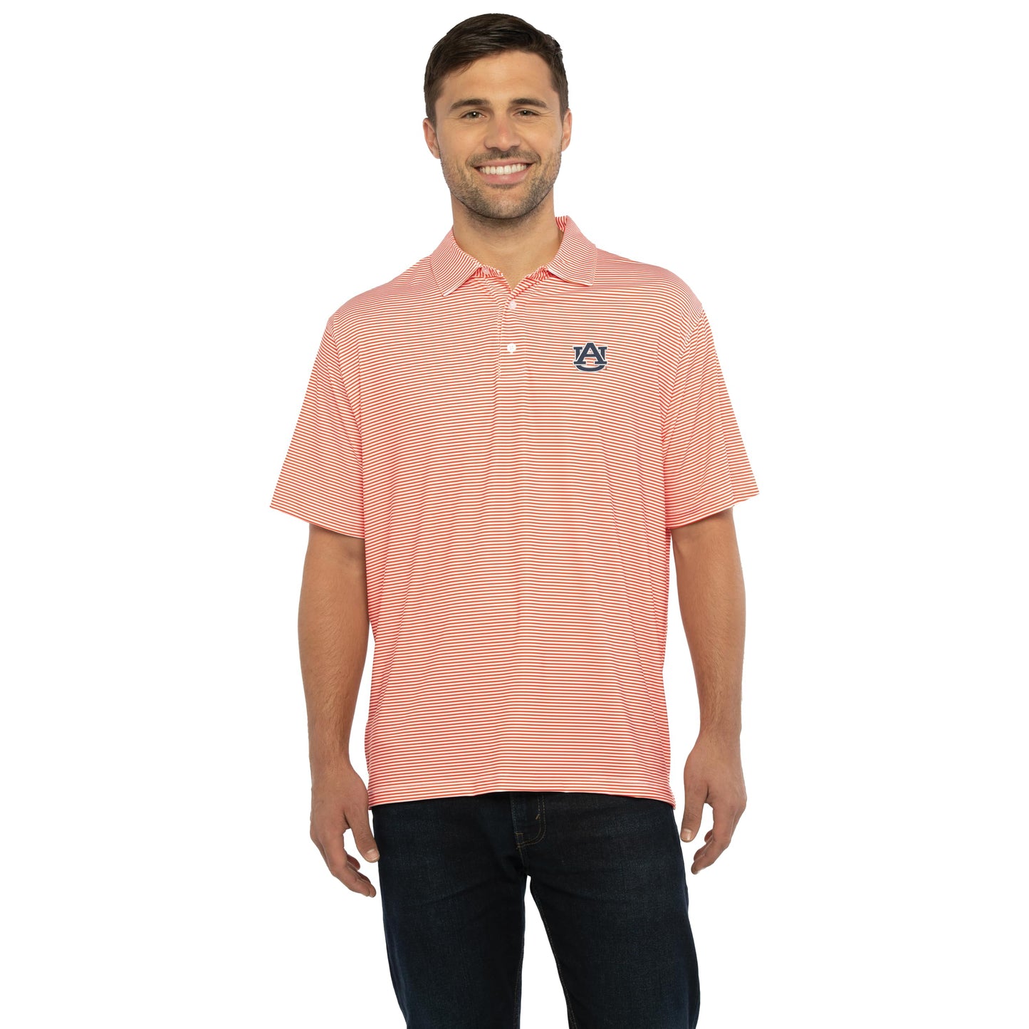 Striped Moisture‑Wicking Stretch Polo – Men’s