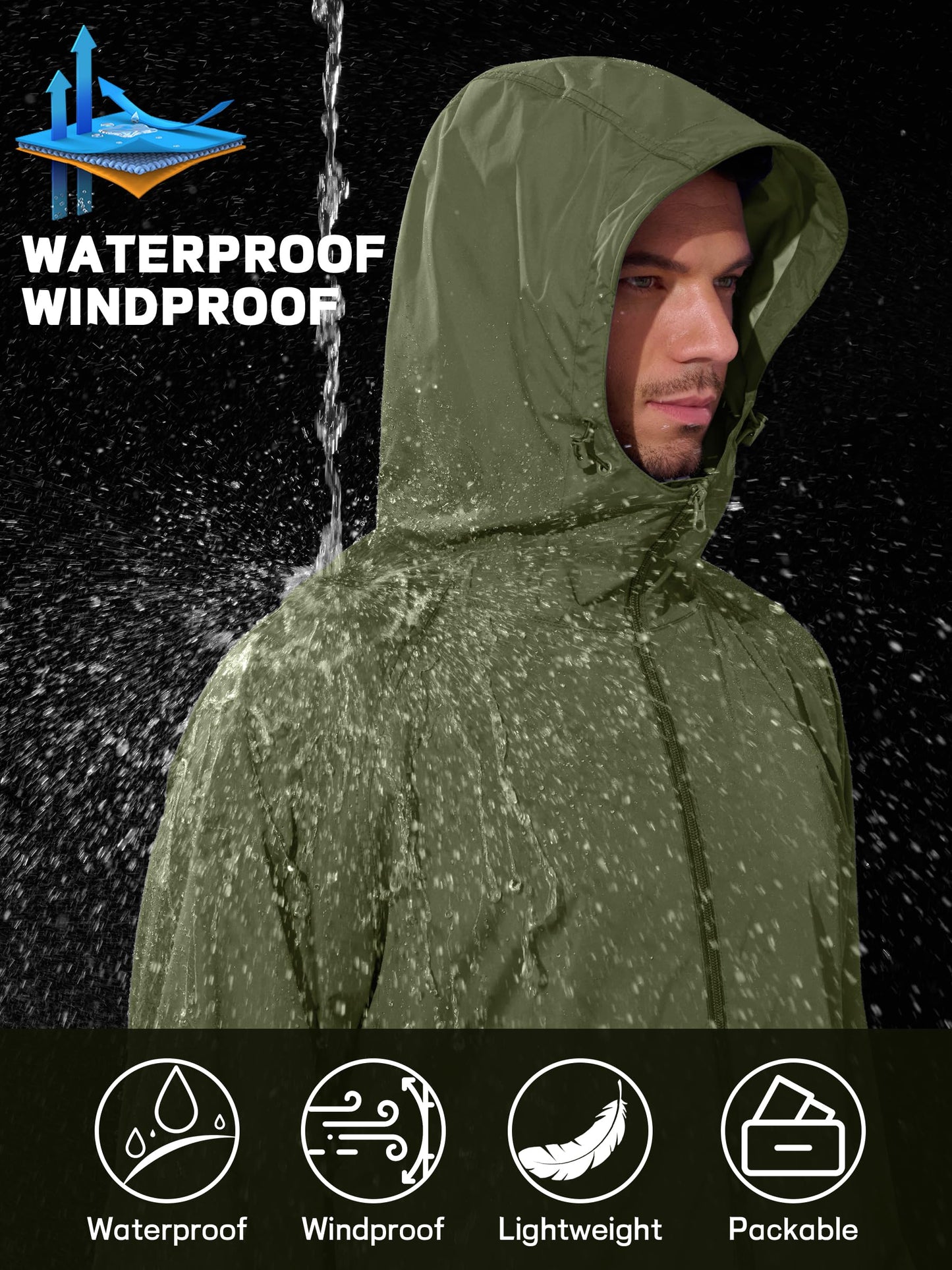 Lightweight Waterproof Windbreaker – Hooded Outdoor Jacket