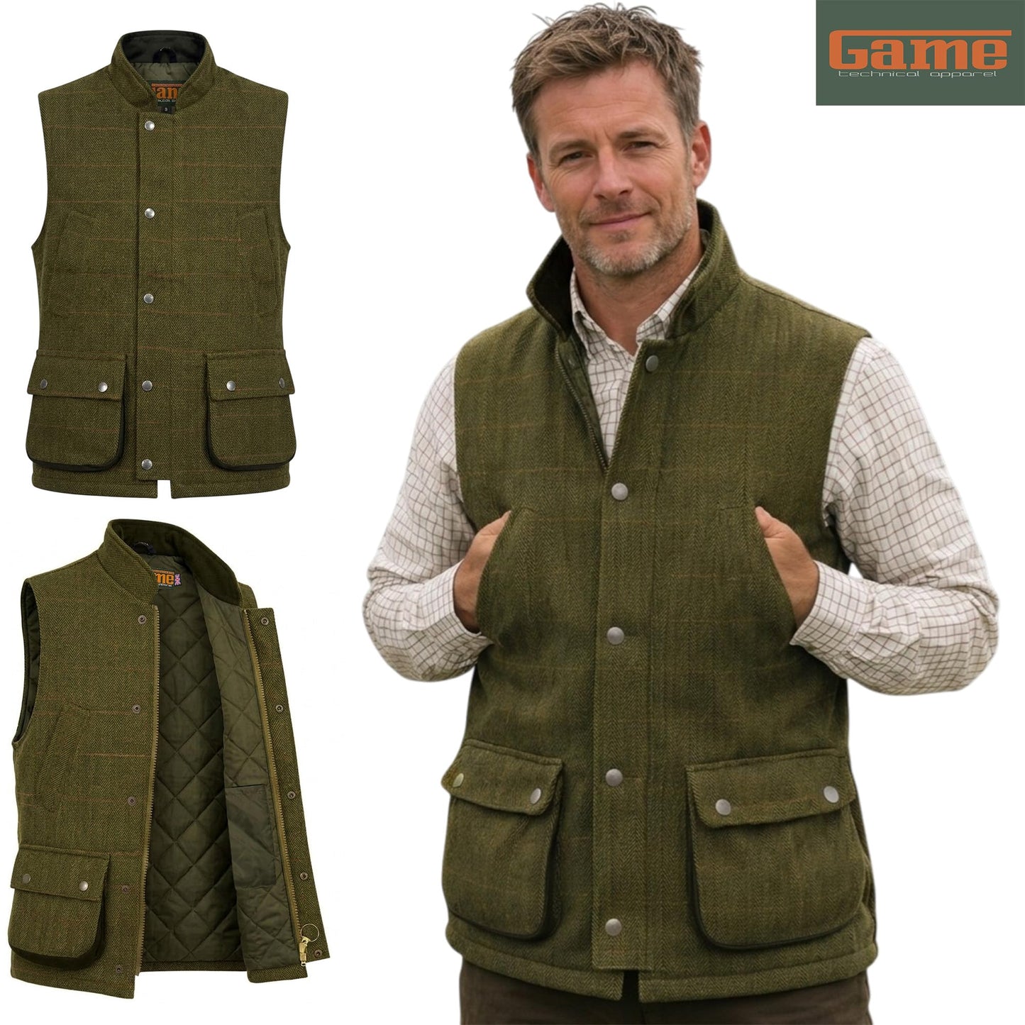 Game Tweed Gilet – Dark Green