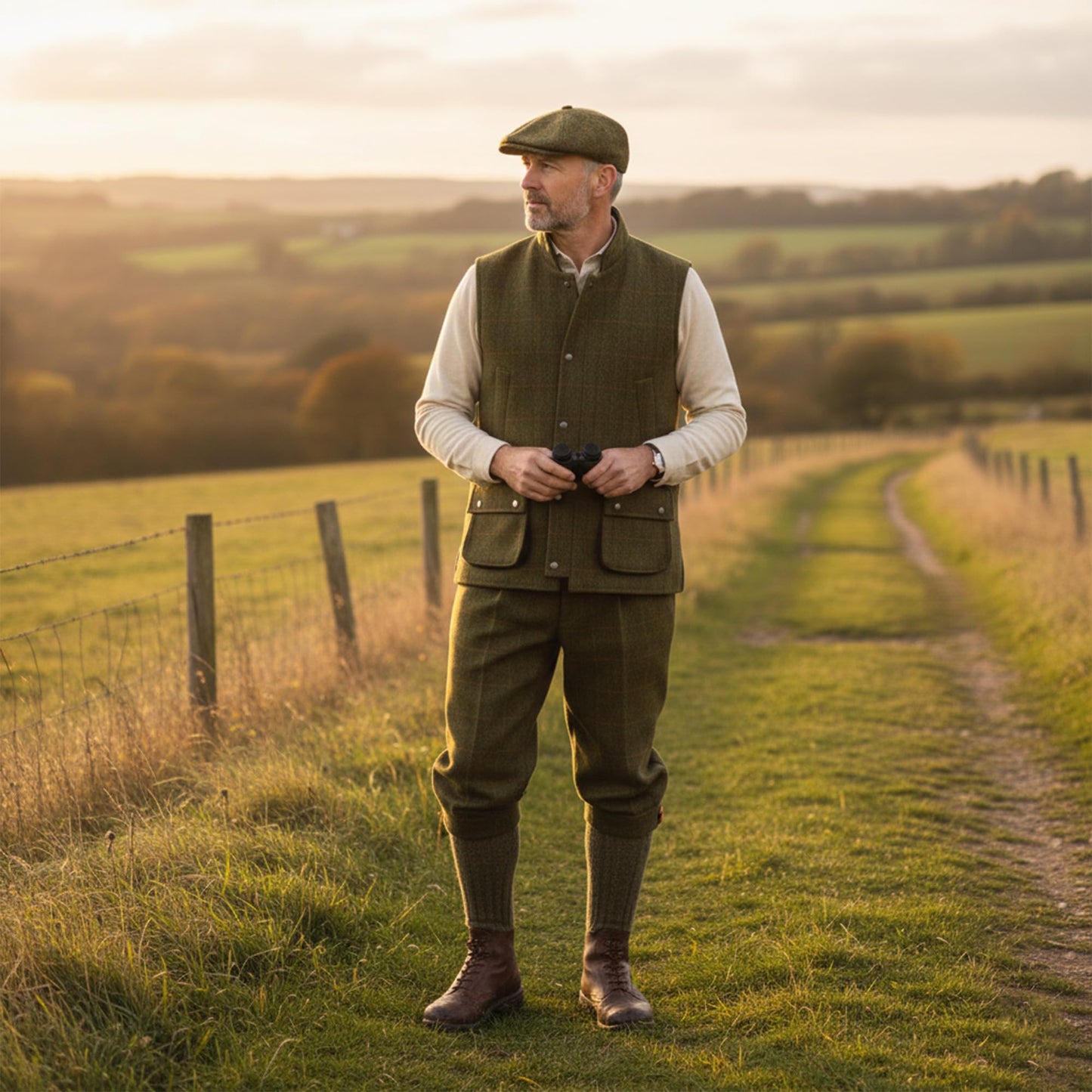 Game Tweed Gilet – Dark Green